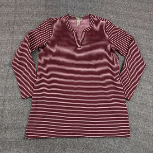 Duluth Trading CO Women's Med Ponte Pro Tunic Top Purple Striped With Pockets - Picture 2 of 7
